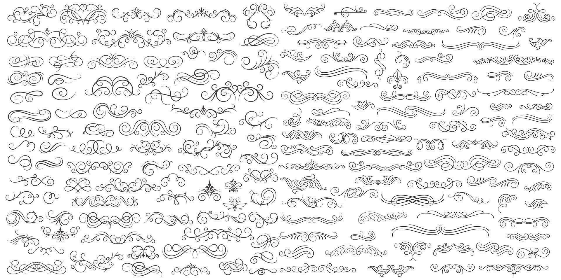 Vector graphic elements for design vector elements. Swirl elements decorative illustration. Classic calligraphy swirls, greeting cards, wedding invitations, royal certificates and graphic design.