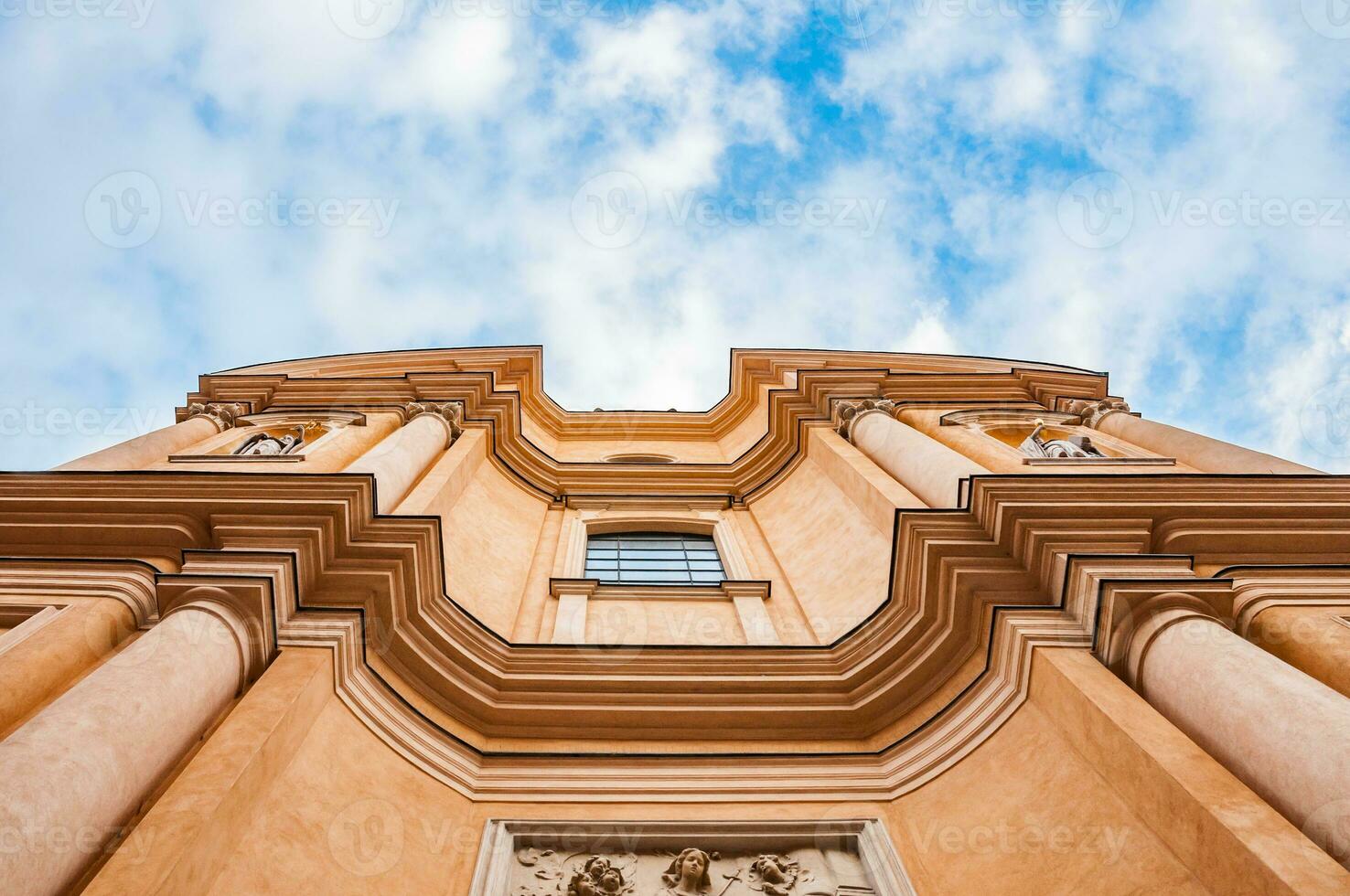 Bottom up view of an ancient cathedral photo