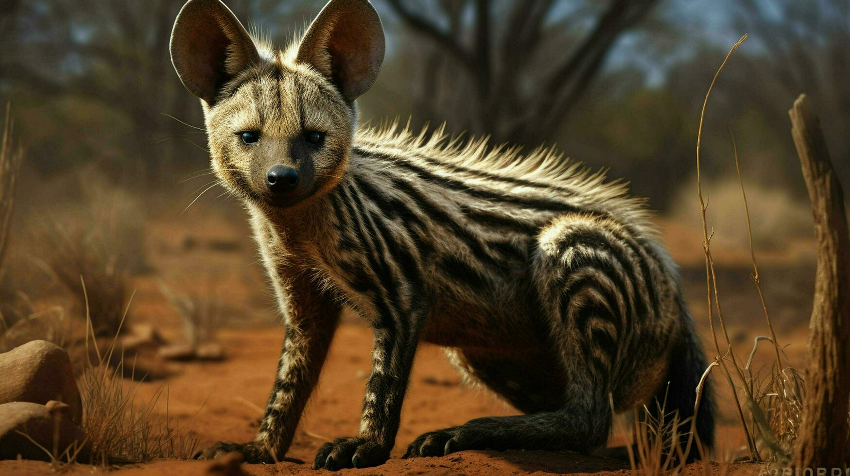 AI generated Aardwolf natura animal wallpaper background photo