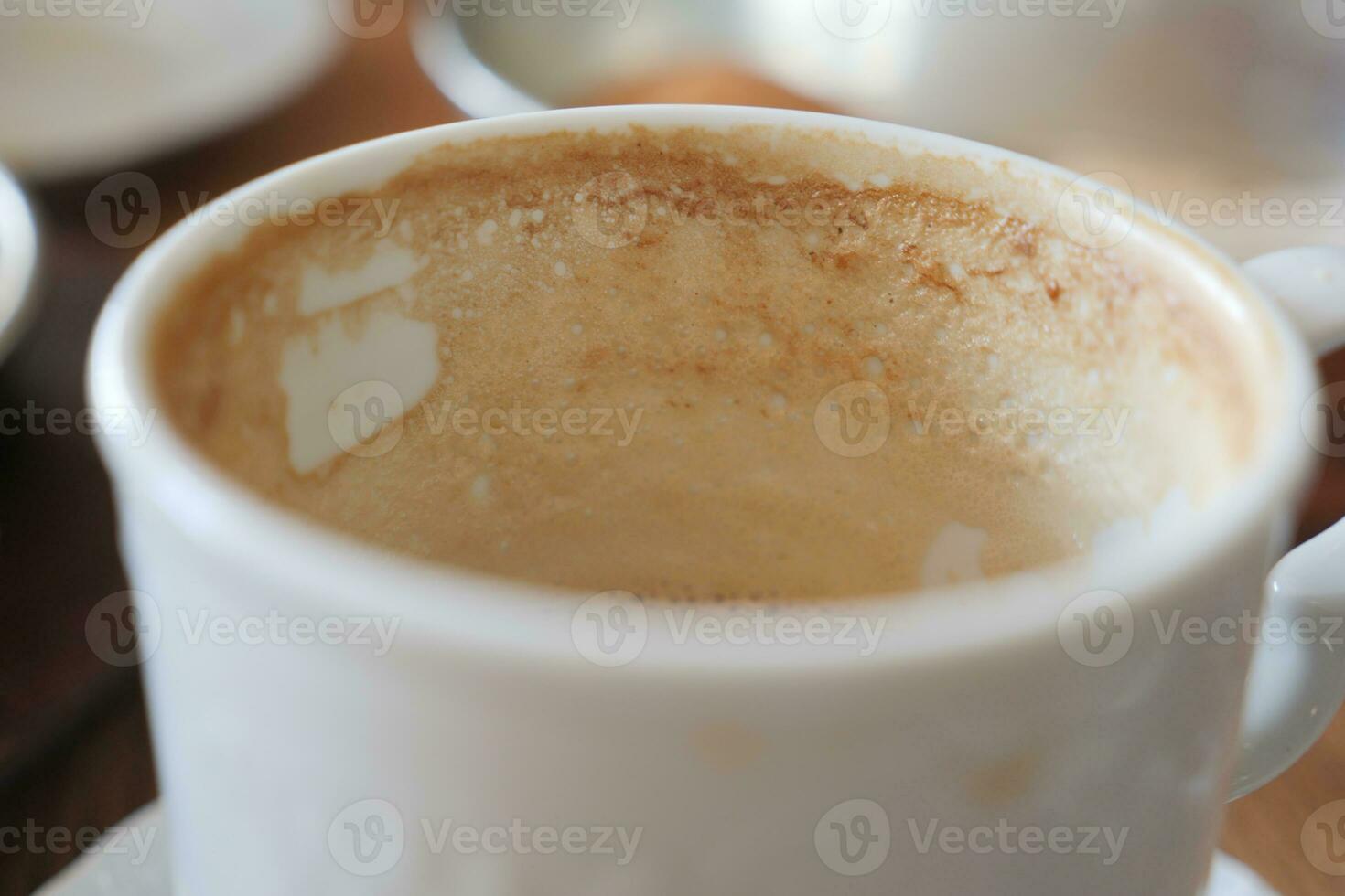 top view of empty coffee cup on table , photo
