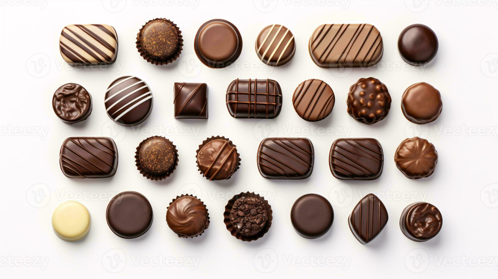 A picture of chocolates isolated on a white surface. photo