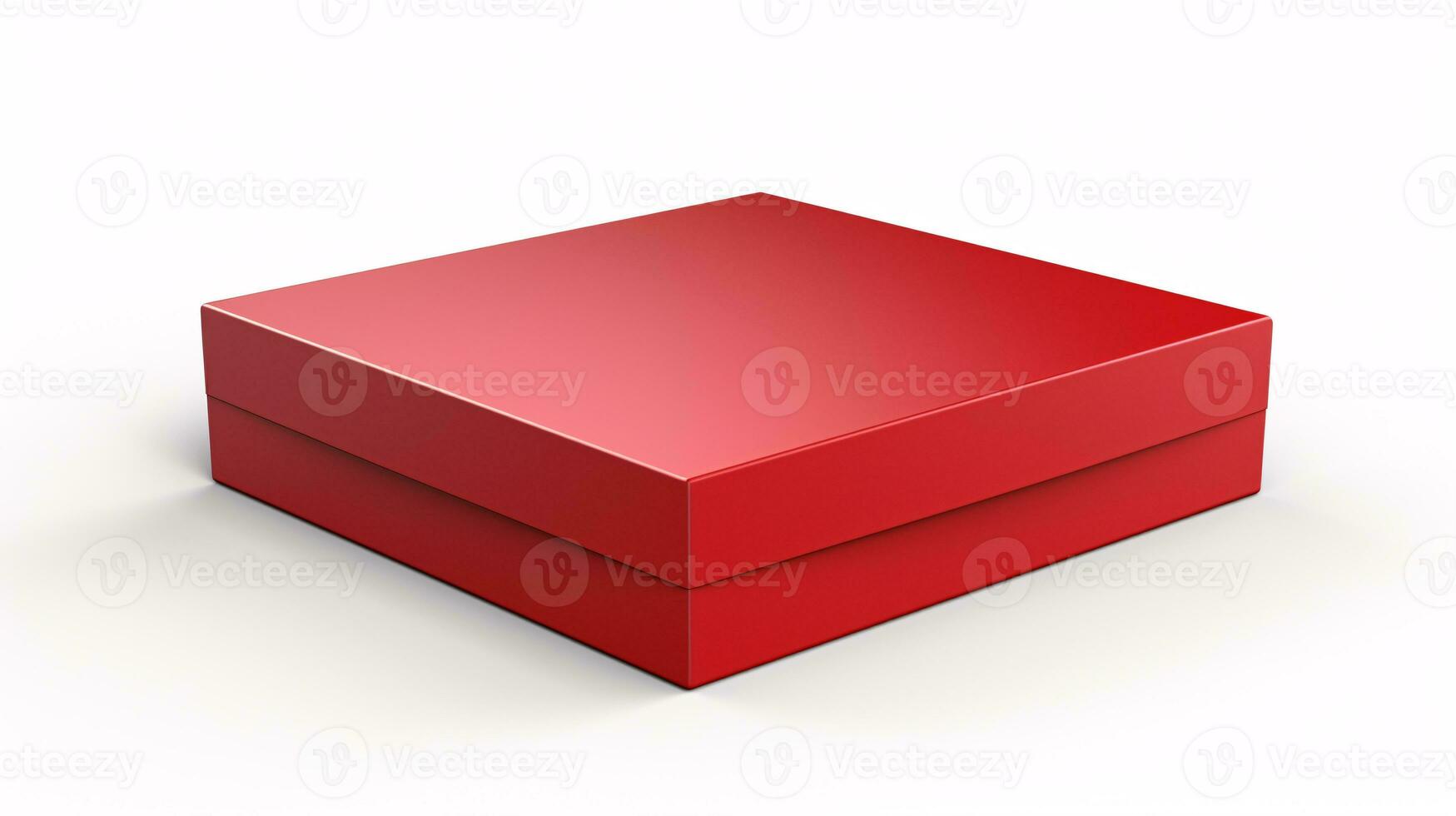 un 3d ilustración de un rojo, vacante, cuadrado caja de cartón en un llanura blanco fondo, usado para diseño presentaciones foto