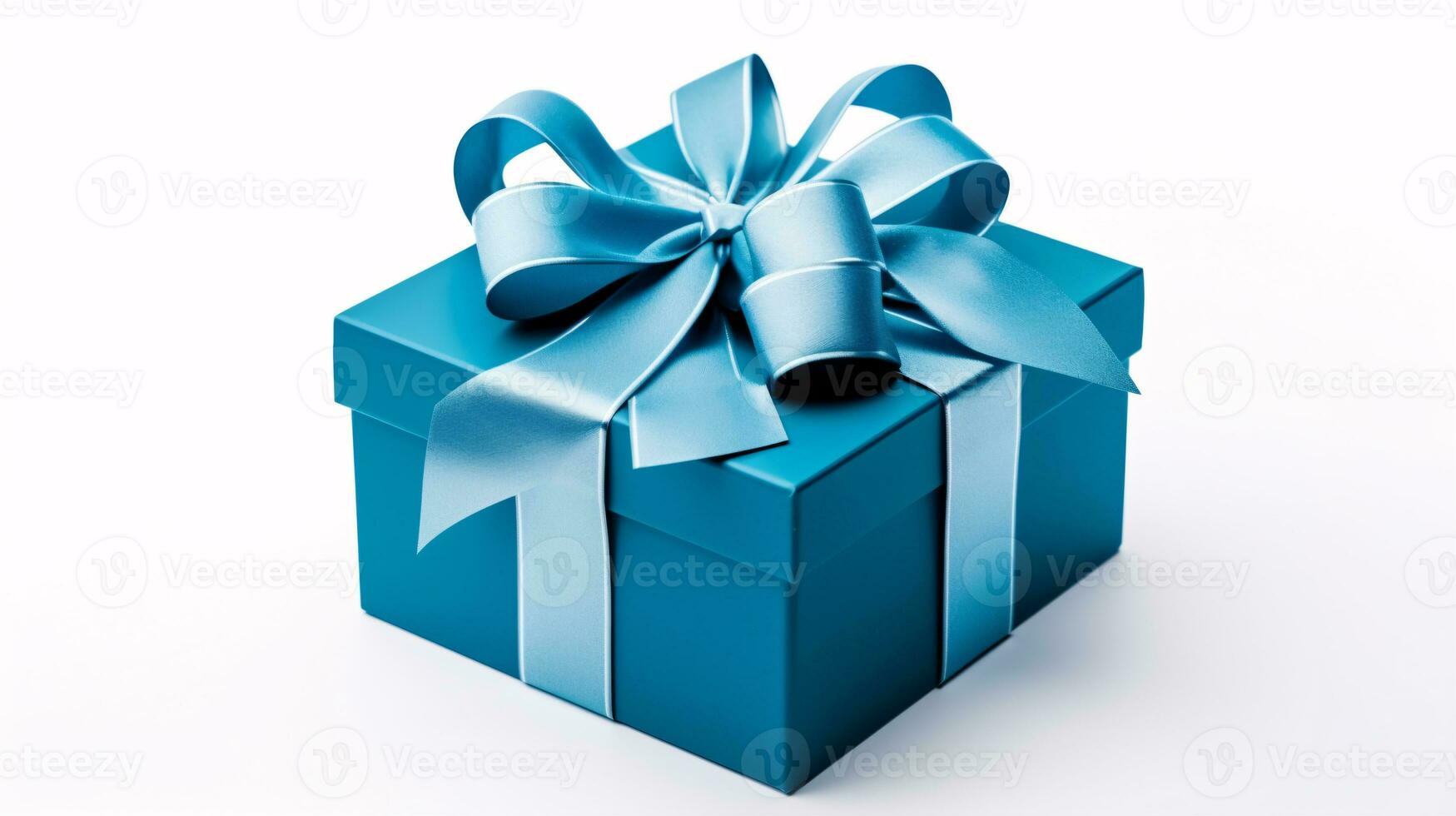 A gift box adorned with a ribbon is seen isolated on a pristine white surface. photo