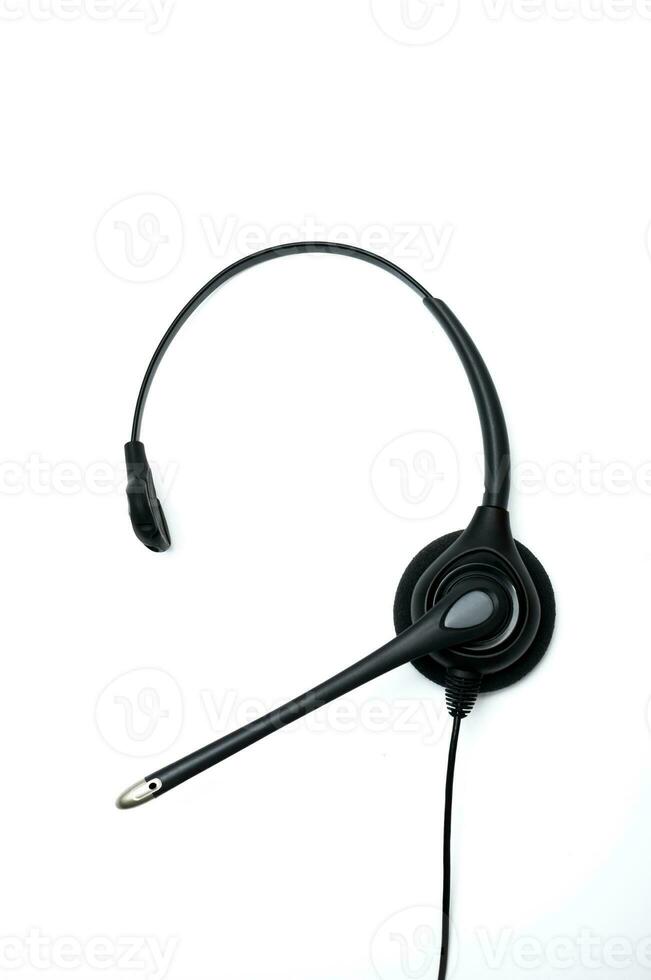 Black headset on the white background photo