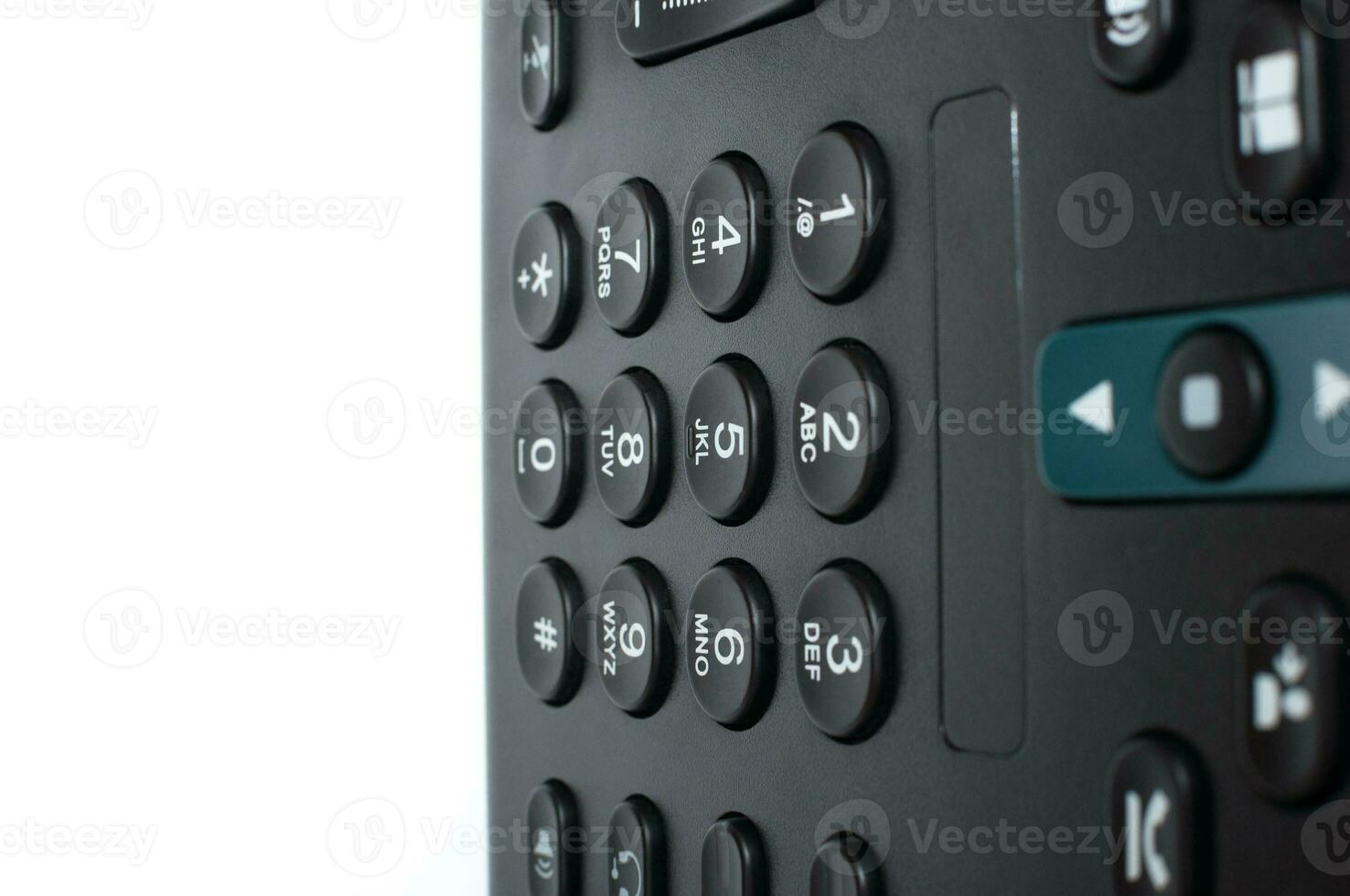 Black deskphone on the white background photo