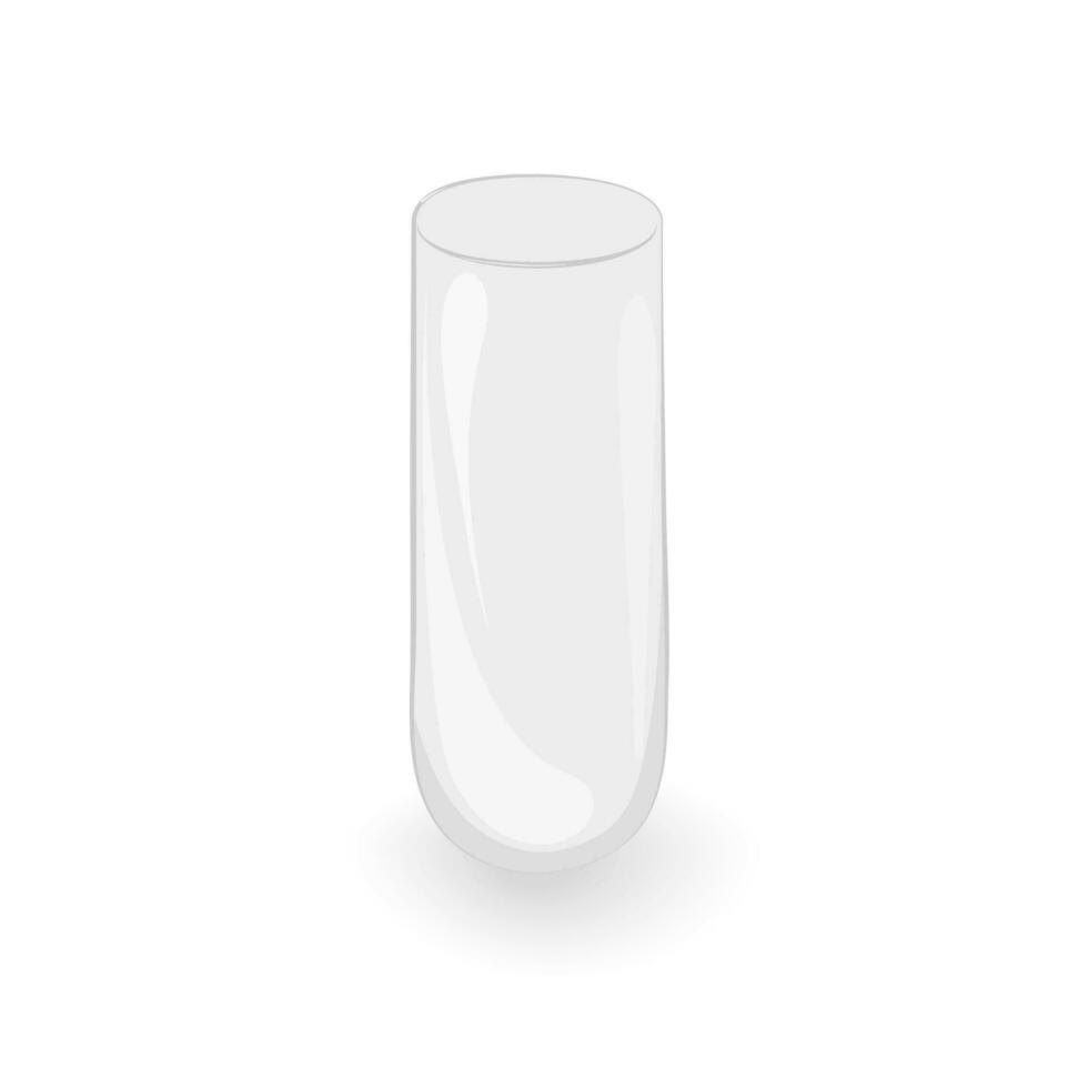 Simple glass vase in the shape of laboratory test tube. Container for filling with liquid or flowers vector