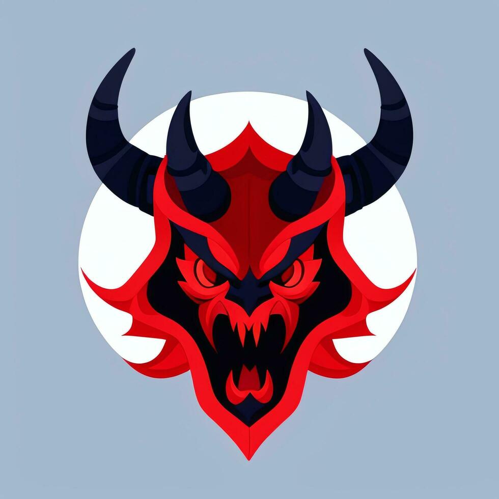AI generated Demon Icon Avatar Gamer Clip Art Sticker Decoration Simple Background photo