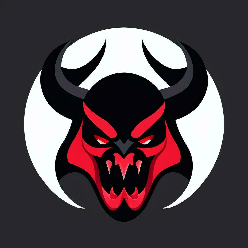 AI generated Demon Icon Avatar Gamer Clip Art Sticker Decoration Simple Background photo