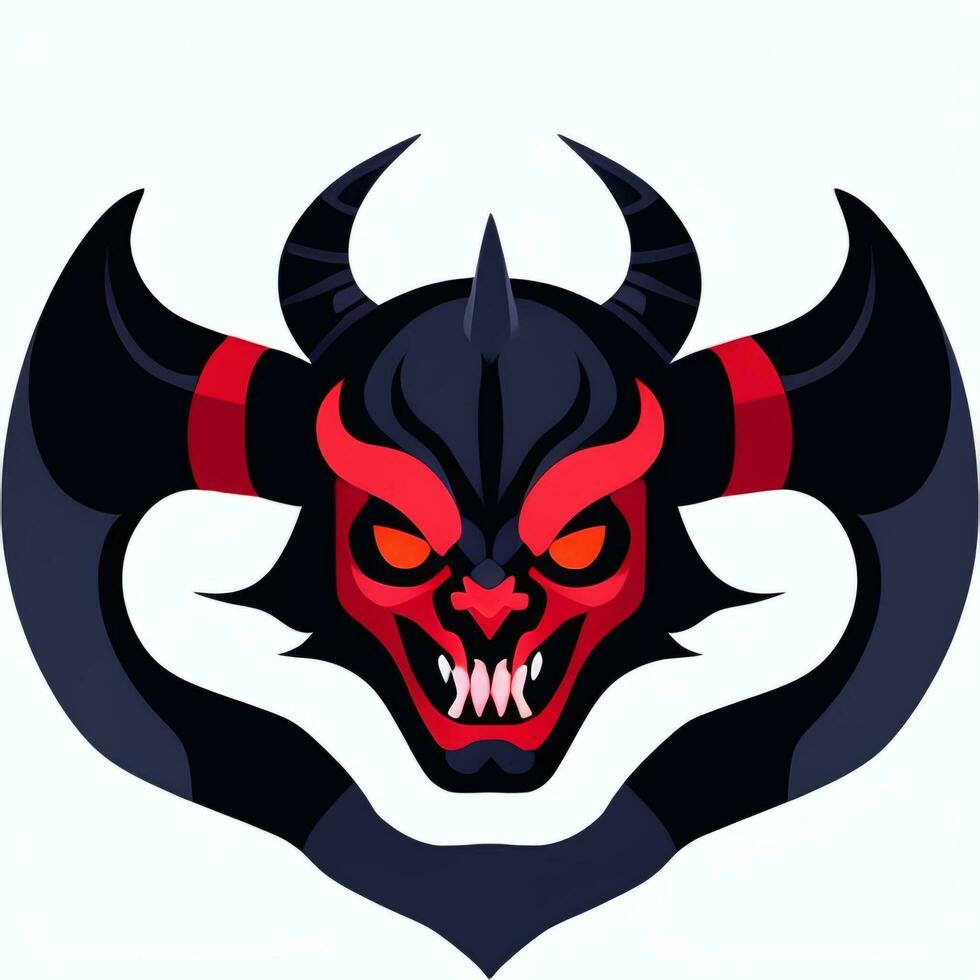 AI generated Demon Icon Avatar Gamer Clip Art Sticker Decoration Simple Background photo