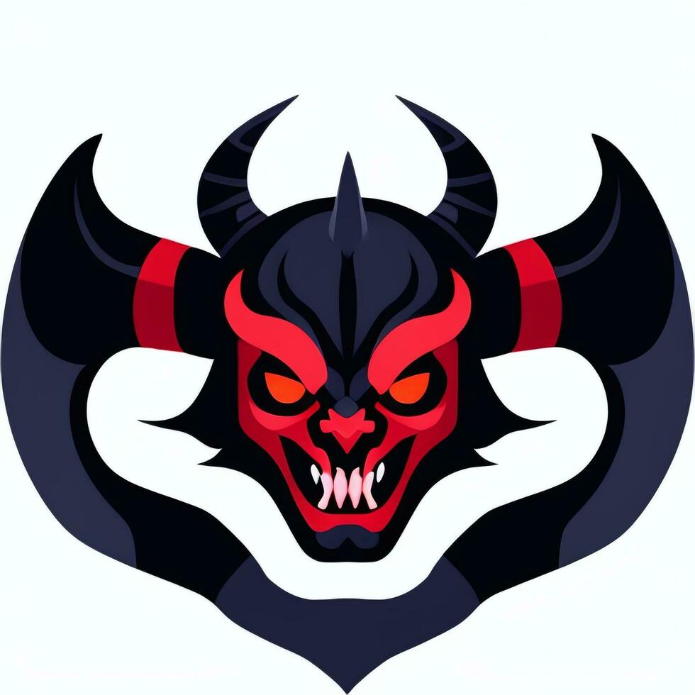 AI generated Demon Icon Avatar Gamer Clip Art Sticker Decoration Simple Background photo