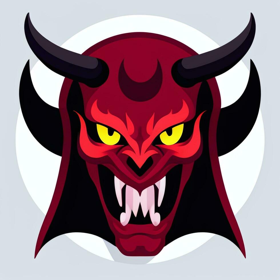 AI generated Demon Icon Avatar Gamer Clip Art Sticker Decoration Simple Background photo