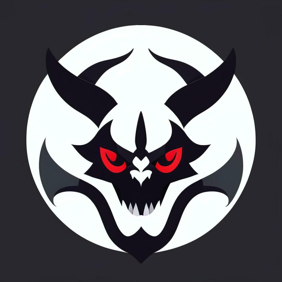 AI generated Demon Icon Avatar Gamer Clip Art Sticker Decoration Simple Background photo