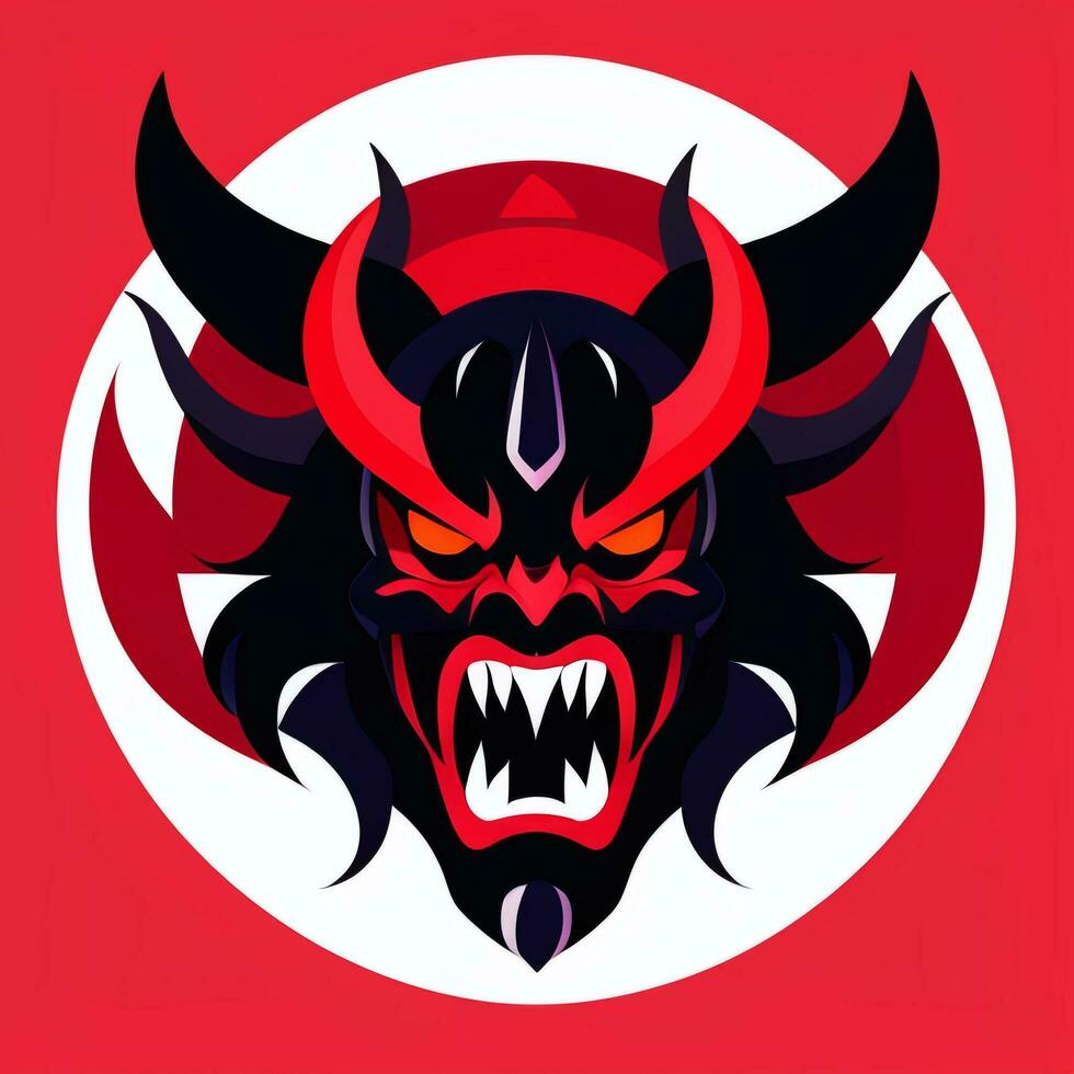 AI generated Demon Icon Avatar Gamer Clip Art Sticker Decoration Simple Background photo