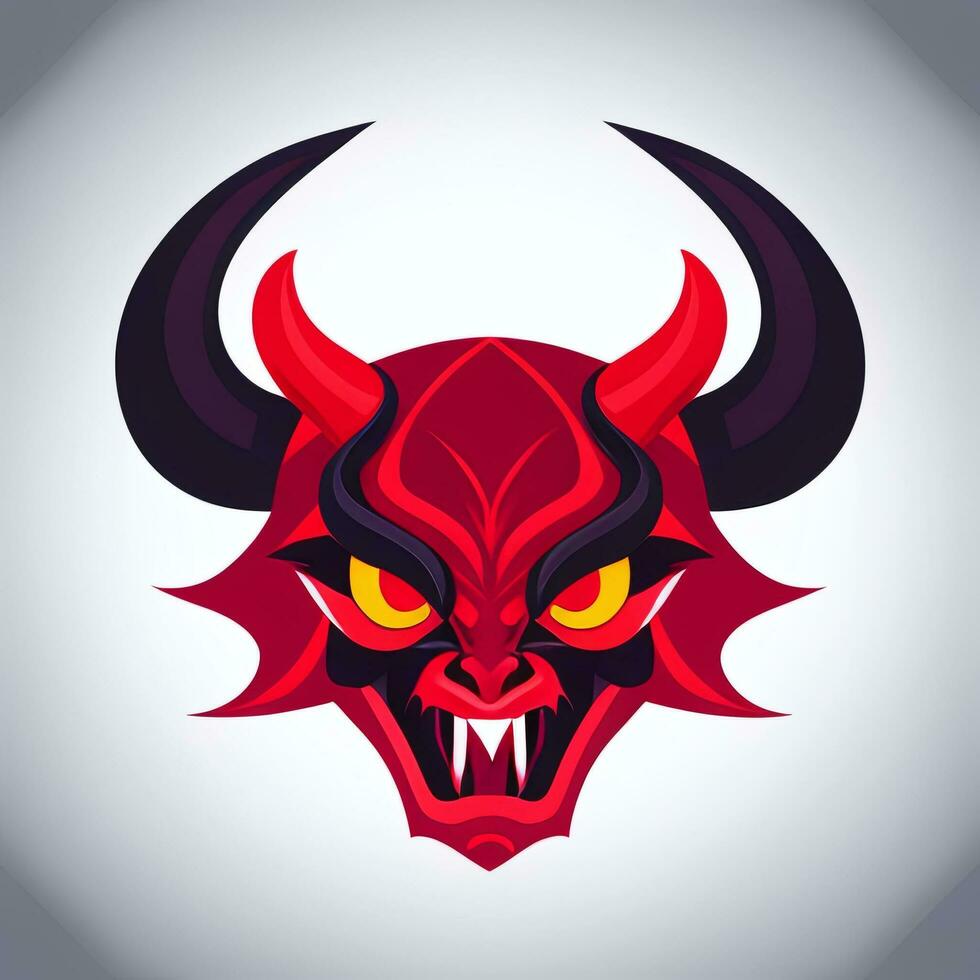 AI generated Demon Icon Avatar Gamer Clip Art Sticker Decoration Simple Background photo