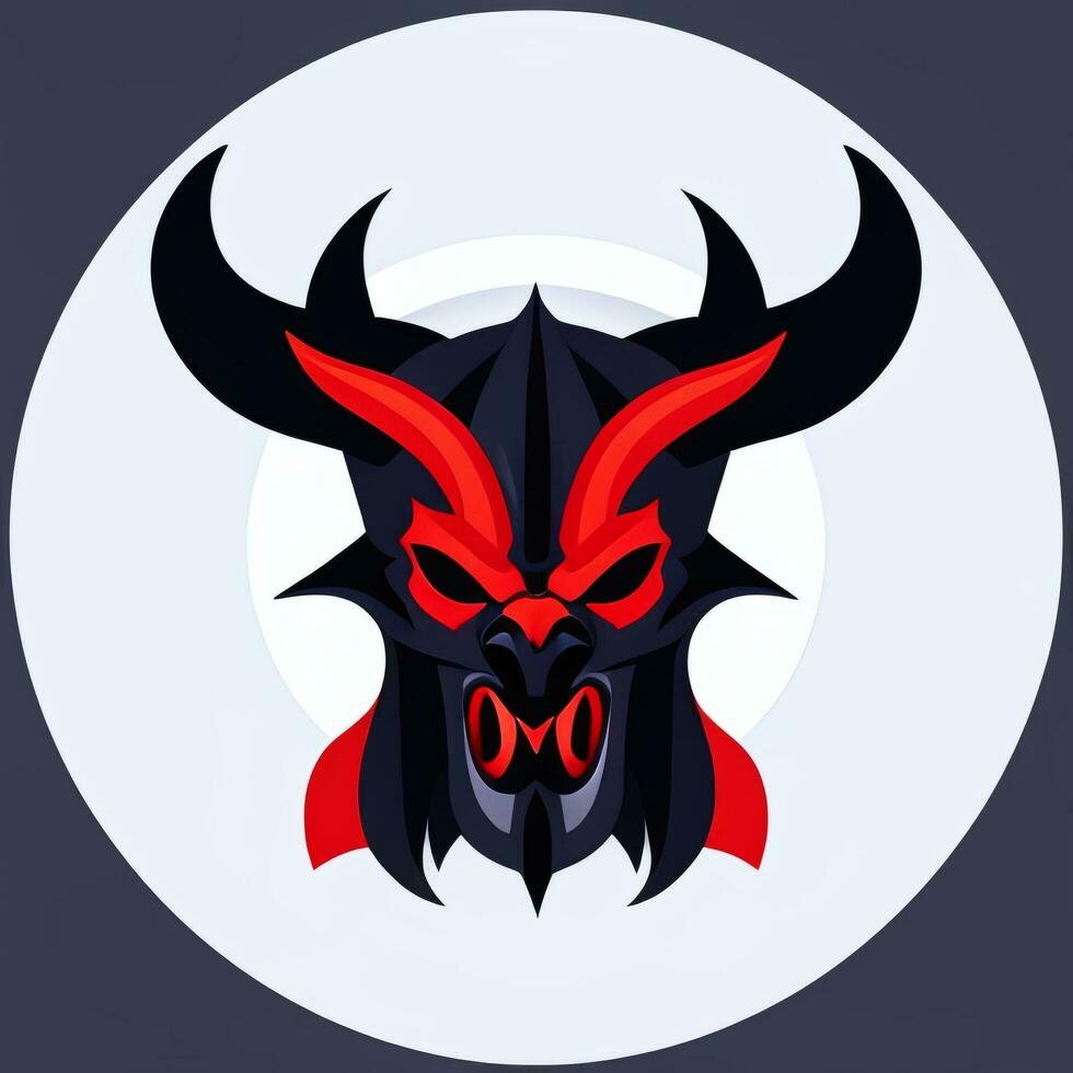 AI generated Demon Icon Avatar Gamer Clip Art Sticker Decoration Simple Background photo