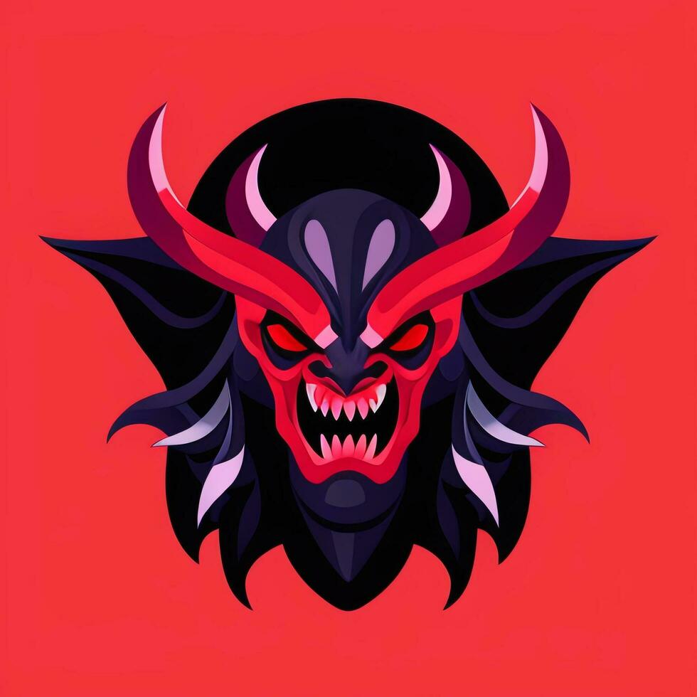 AI generated Demon Icon Avatar Gamer Clip Art Sticker Decoration Simple Background photo