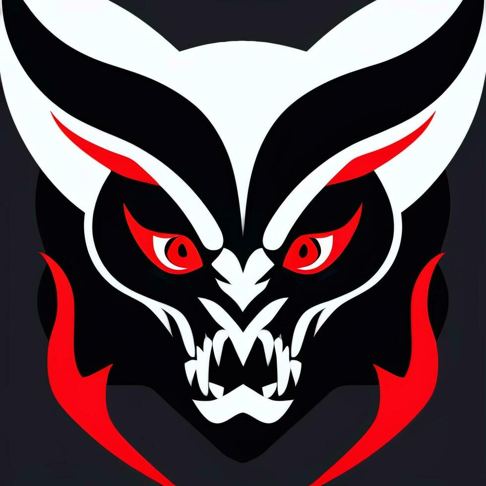 AI generated Demon Icon Avatar Gamer Clip Art Sticker Decoration Simple Background photo