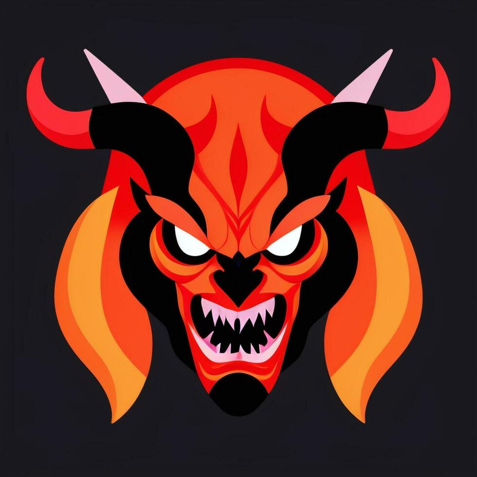 AI generated Demon Icon Avatar Gamer Clip Art Sticker Decoration Simple Background photo