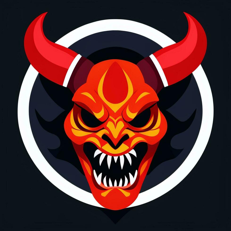 AI generated Demon Icon Avatar Gamer Clip Art Sticker Decoration Simple Background photo