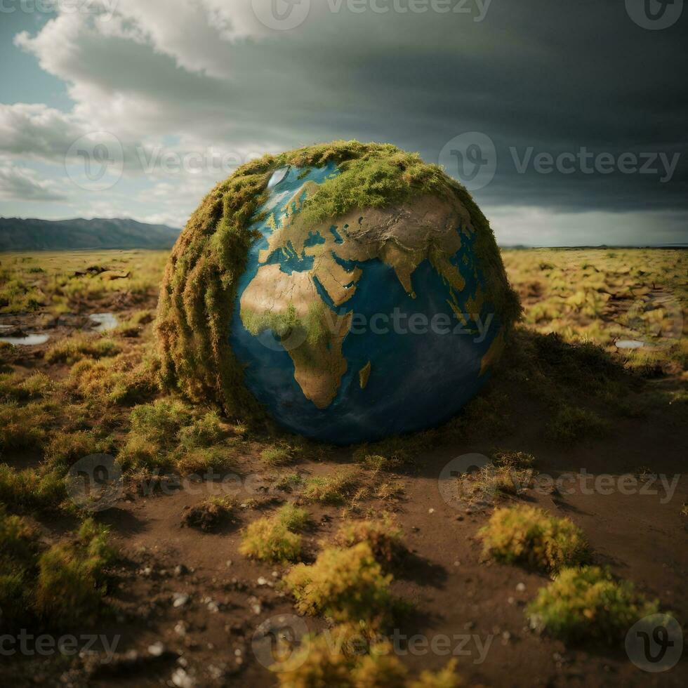 ai generado tierra en el equilibrar confrontando el global calentamiento desafío foto
