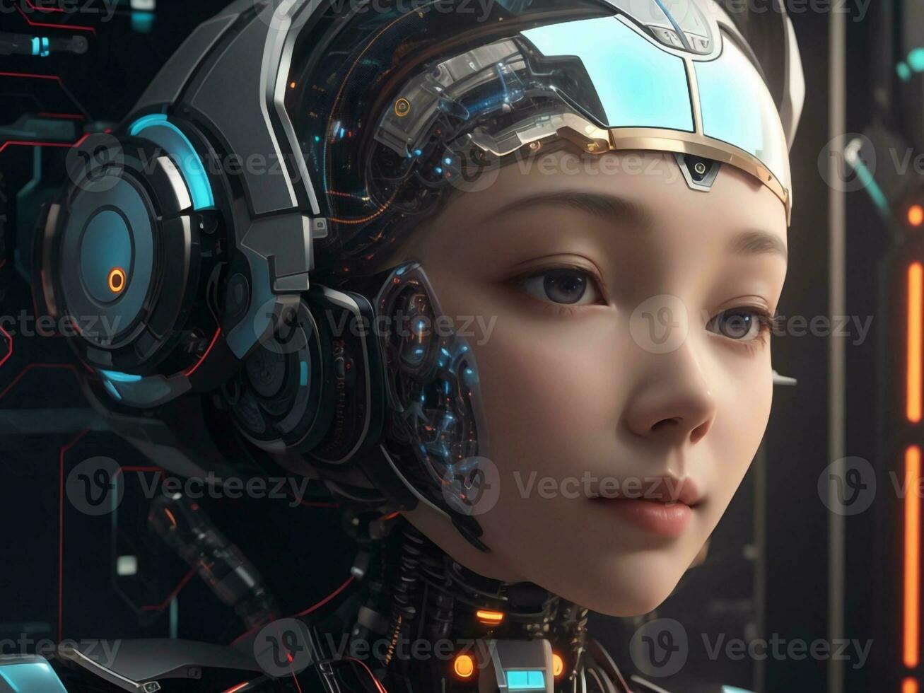 AI generated AI Ethics Woman Robot Face Next Generation photo