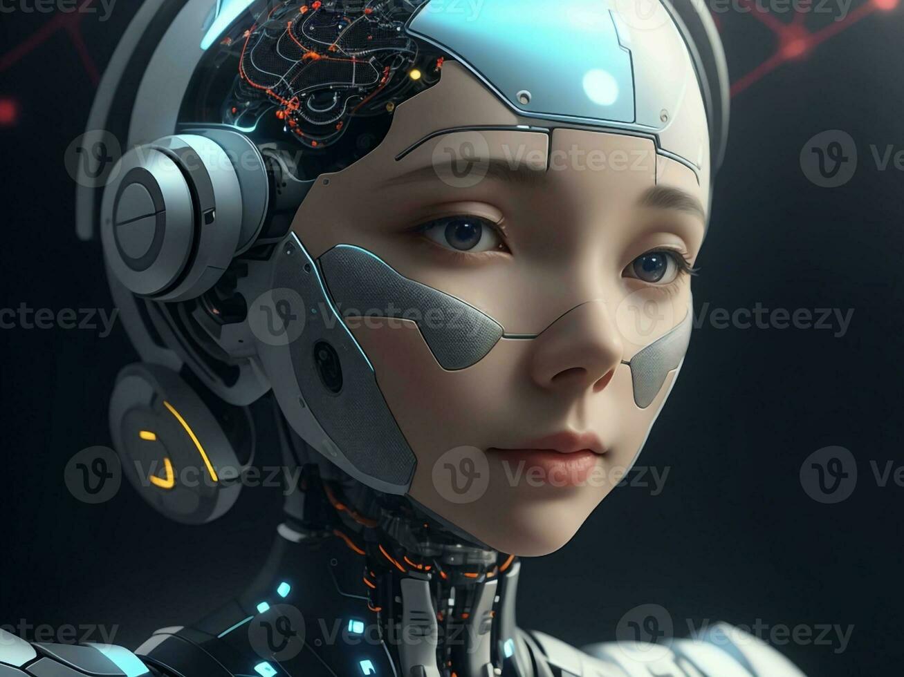 ai generado ai ética mujer robot cara siguiente Generacion foto