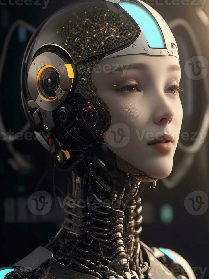 ai generado ai ética mujer robot cara siguiente Generacion foto