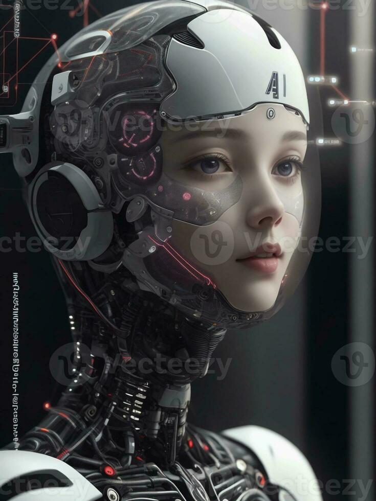 AI generated AI Ethics Woman Robot Face Next Generation photo