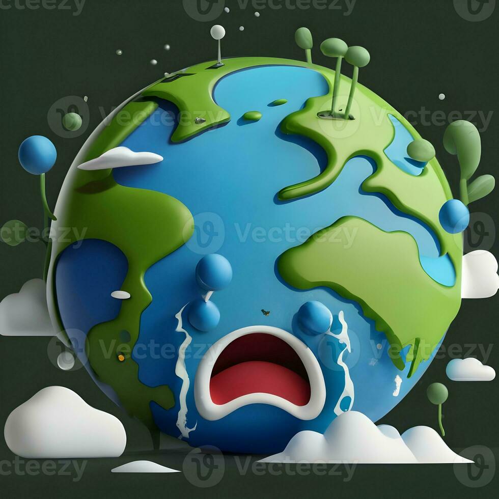 AI generated Climate Change Earth in Danger Earth Image photo