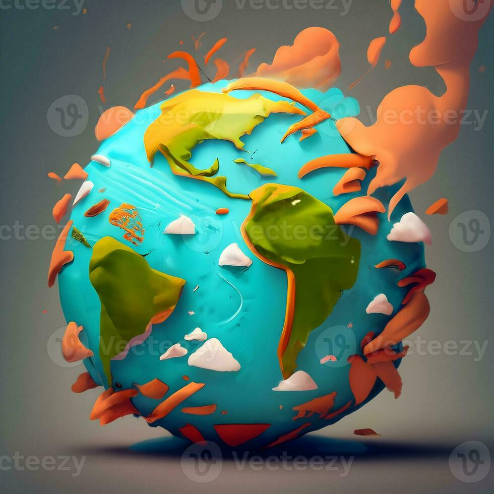 AI generated Climate Change Earth in Danger Earth Image photo