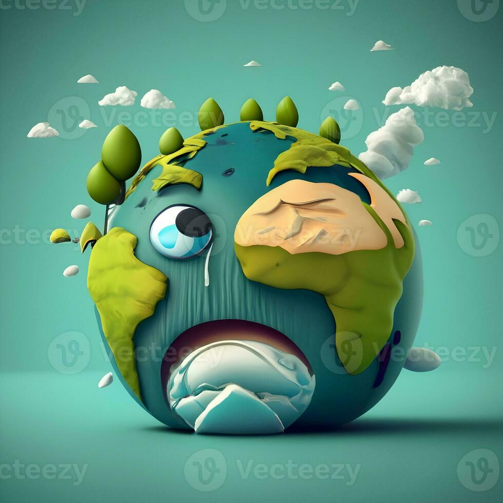 AI generated Climate Change Earth in Danger Earth Image photo