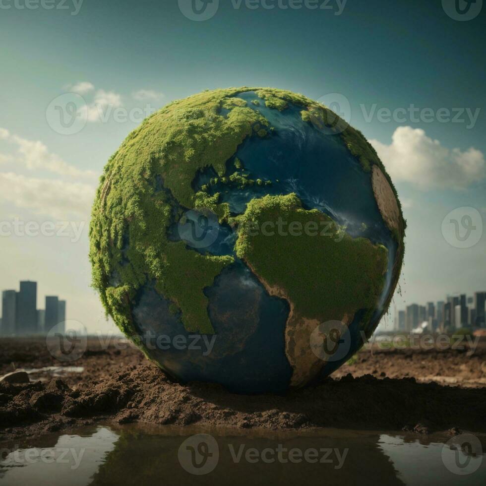 AI generated Climate Change Earth in Danger Earth Image photo