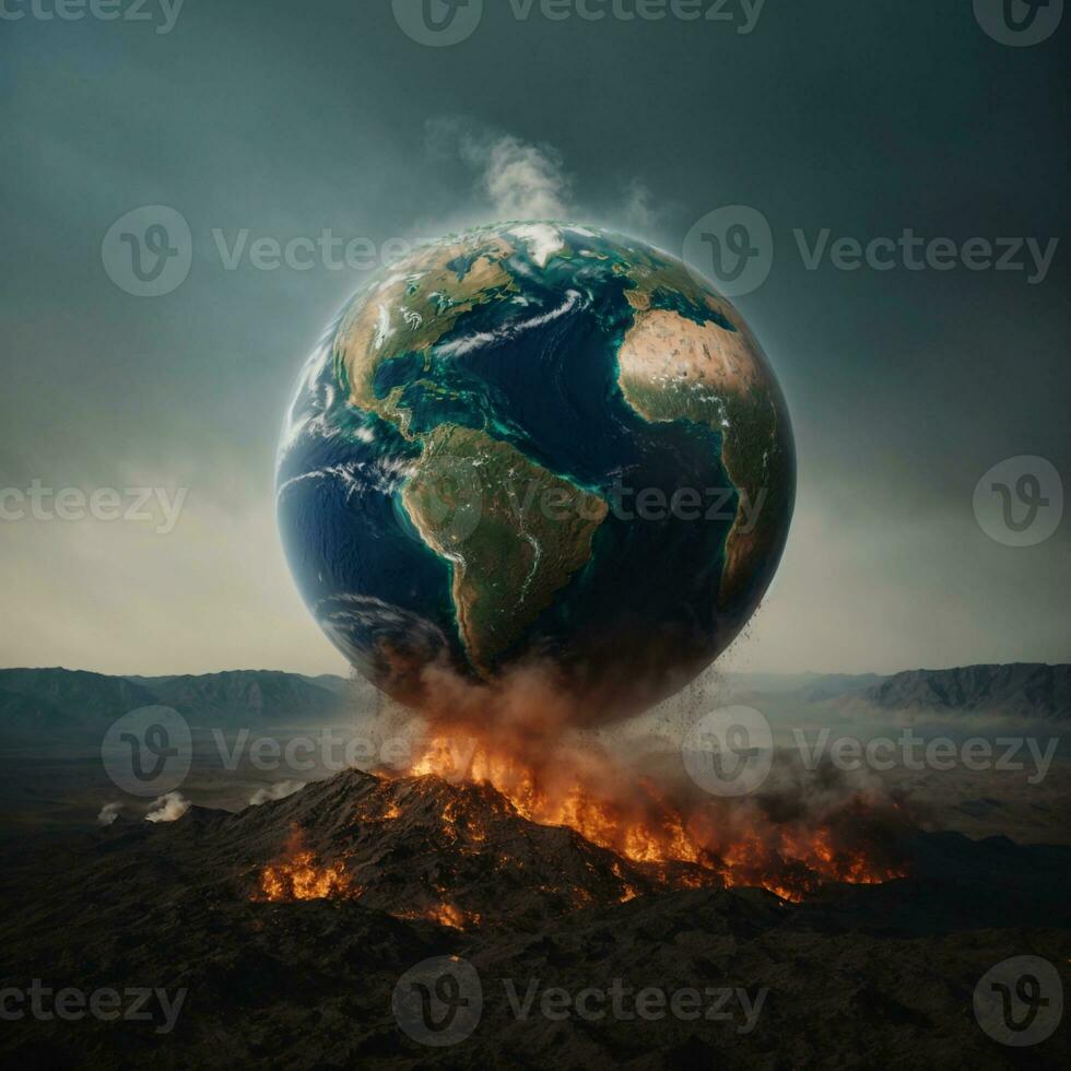 AI generated Climate Change Earth in Danger Earth Image photo