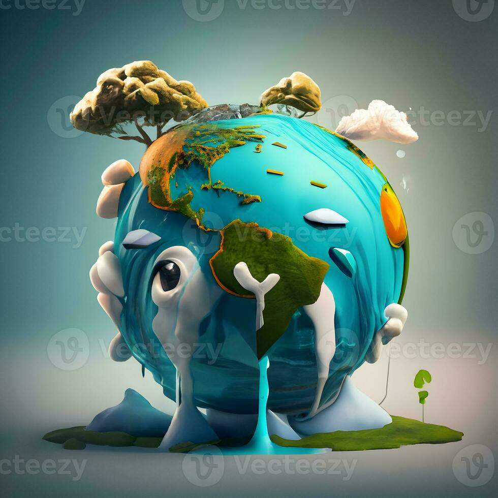 AI generated Climate Change Earth in Danger Earth Image photo