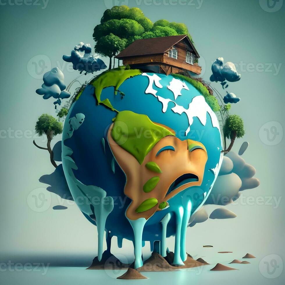 AI generated Climate Change Earth in Danger Earth Image photo