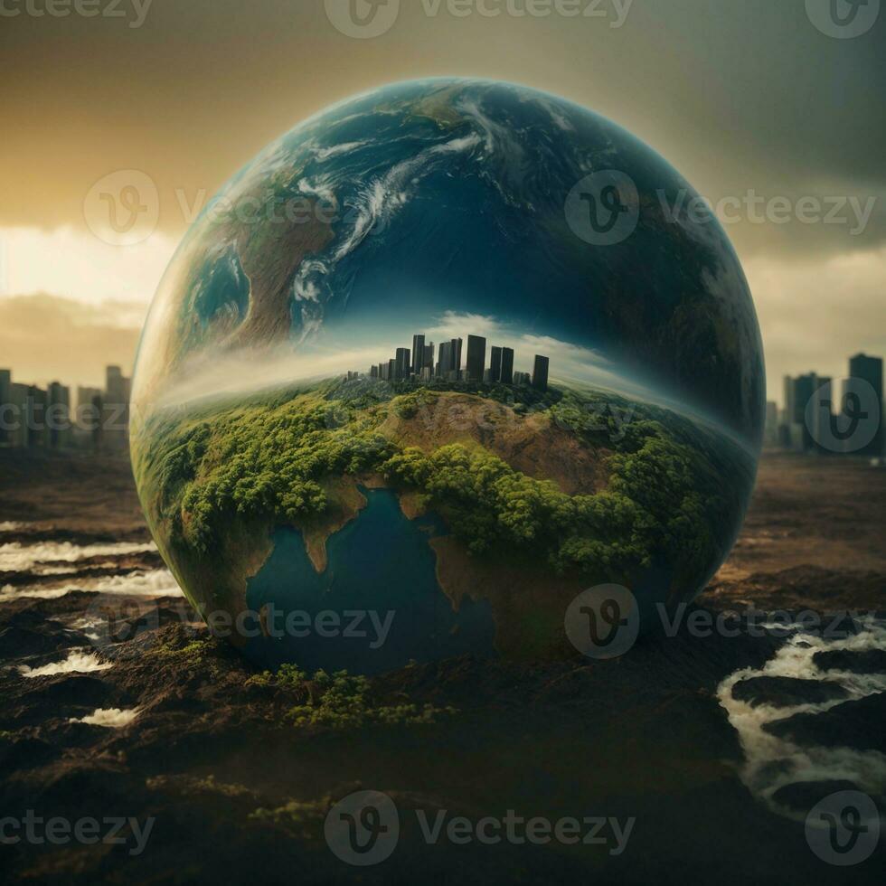 AI generated Climate Change Earth in Danger Earth Image photo