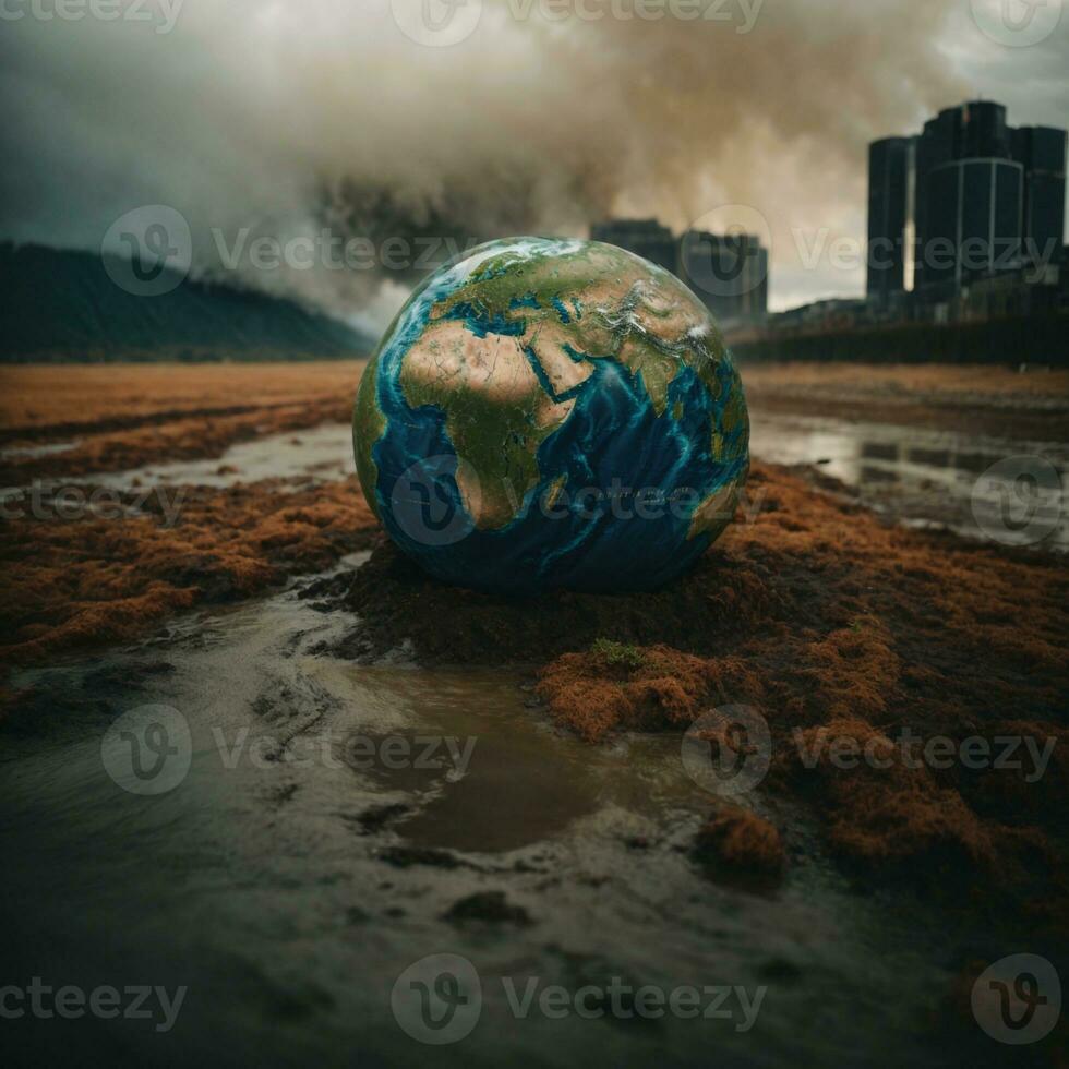 AI generated Climate Change Earth in Danger Earth Image photo