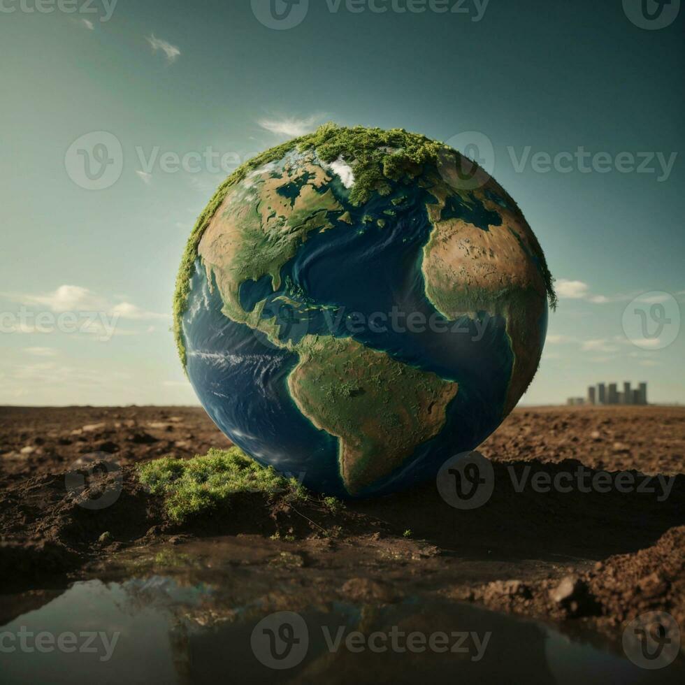 AI generated Climate Change Earth in Danger Earth Image photo