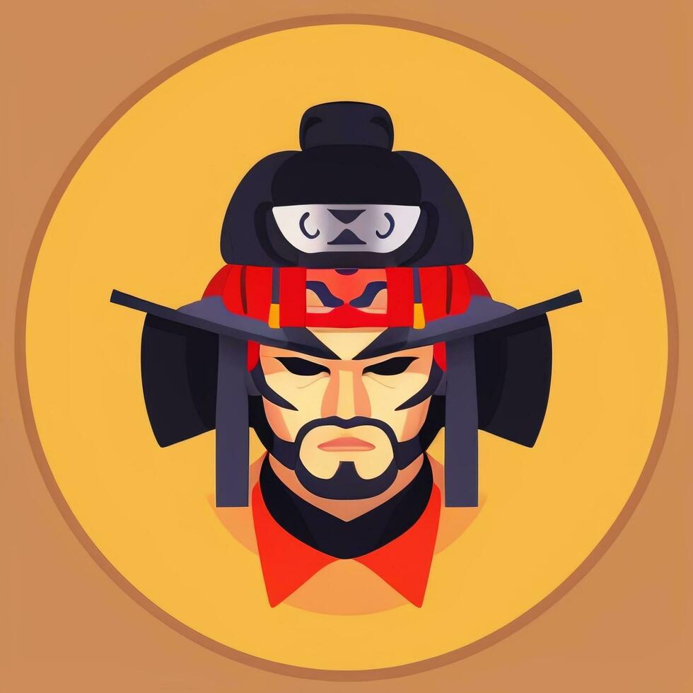 AI generated Samurai Icon Avatar Gamer Clip Art Sticker Decoration Simple Background photo