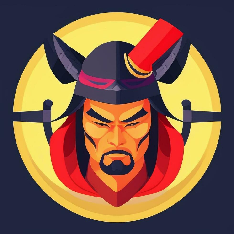 AI generated Samurai Icon Avatar Gamer Clip Art Sticker Decoration Simple Background photo