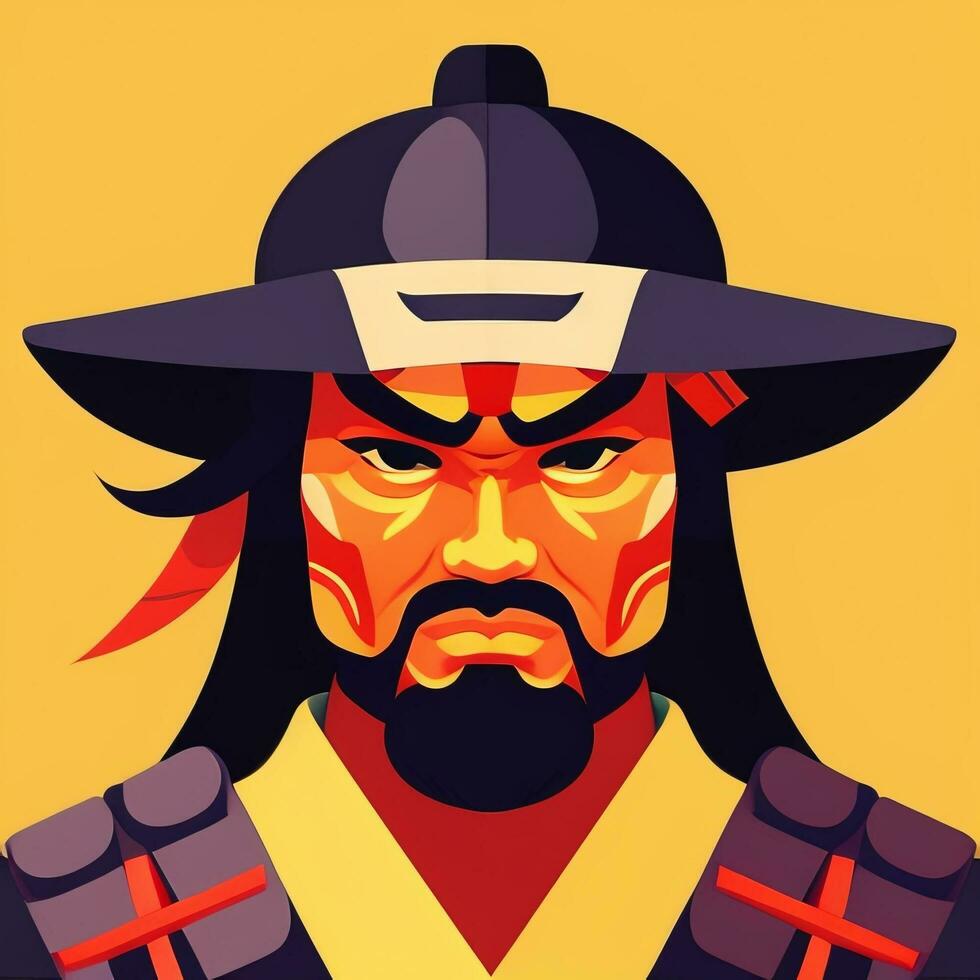 AI generated Samurai Icon Avatar Gamer Clip Art Sticker Decoration Simple Background photo