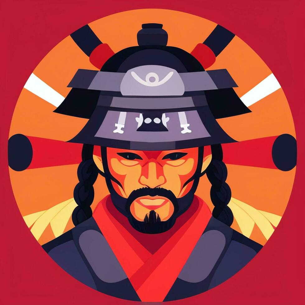 AI generated Samurai Icon Avatar Gamer Clip Art Sticker Decoration Simple Background photo