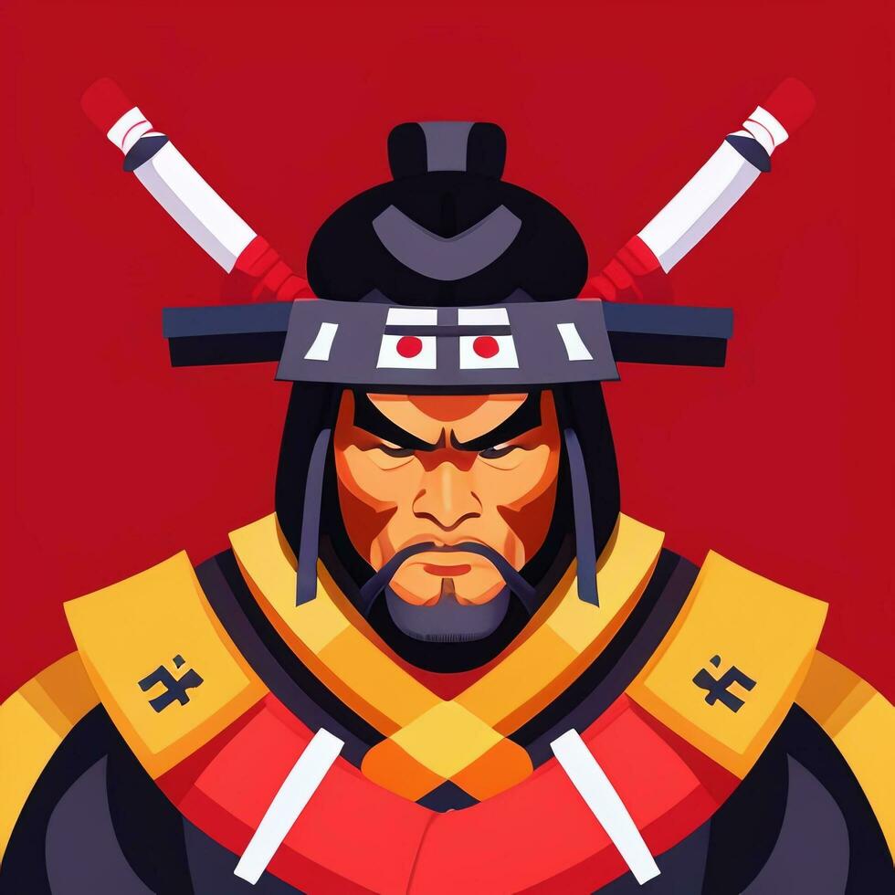 AI generated Samurai Icon Avatar Gamer Clip Art Sticker Decoration Simple Background photo