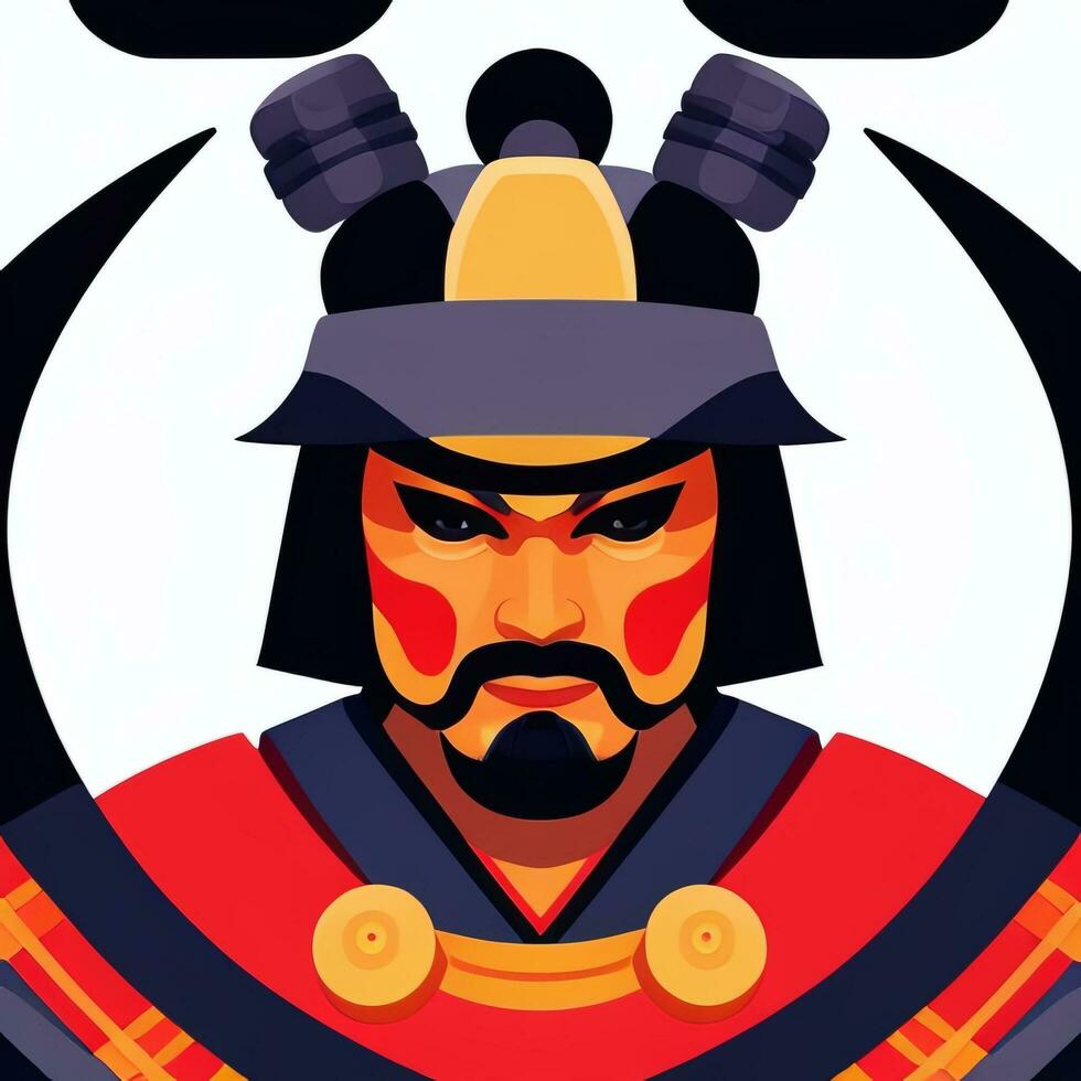 ai generado samurai icono avatar jugador acortar Arte pegatina decoración sencillo antecedentes foto