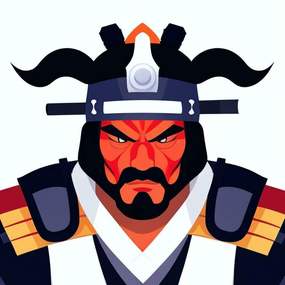 AI generated Samurai Icon Avatar Gamer Clip Art Sticker Decoration Simple Background photo