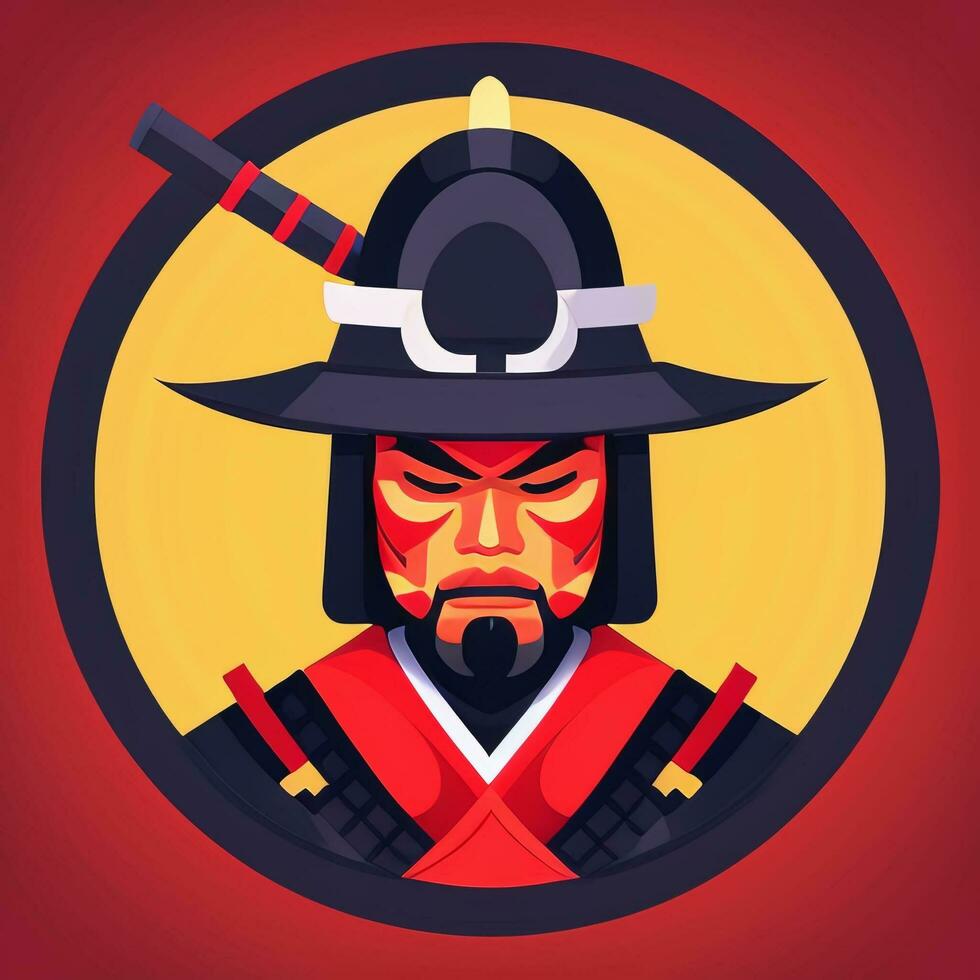 ai generado samurai icono avatar jugador acortar Arte pegatina decoración sencillo antecedentes foto