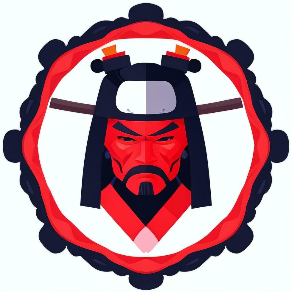 AI generated Samurai Icon Avatar Gamer Clip Art Sticker Decoration Simple Background photo