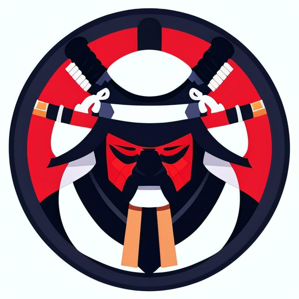 AI generated Samurai Icon Avatar Gamer Clip Art Sticker Decoration Simple Background photo