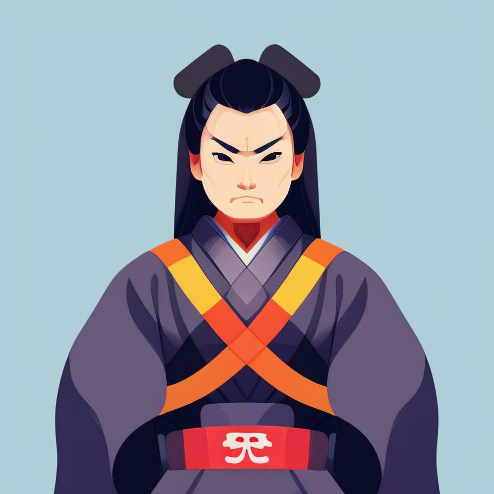 ai generado samurai icono avatar jugador acortar Arte pegatina decoración sencillo antecedentes foto