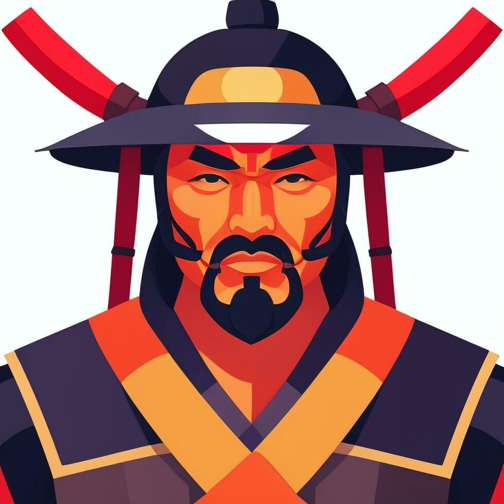 AI generated Samurai Icon Avatar Gamer Clip Art Sticker Decoration Simple Background photo